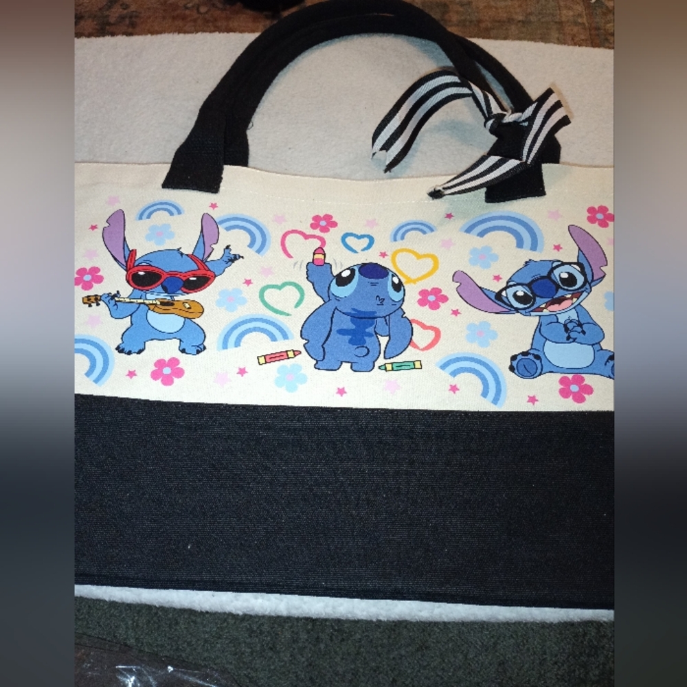 Stitch Character Tote Bag - Black and Cream Nwot